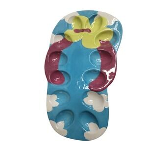 Boston Warehouse Flip Flop Deviled Egg Platter Ceramic Appetizer Tray
